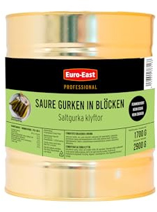 Euro-East Eingelegte saure Gurken- Konserven und Pickles fermentierte Gurken in Blöcken stammen aus traditioneller Milchsäuregärung- Groß 1er pack (1x2900g)
