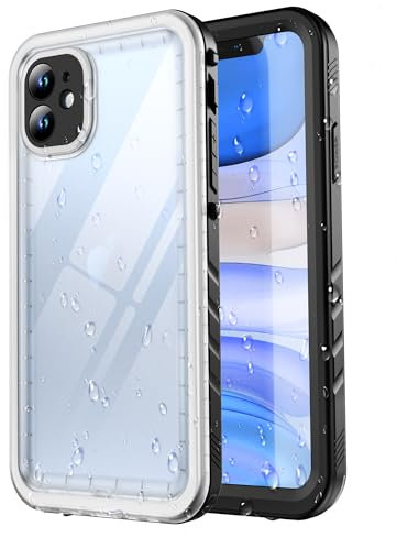 SPORTLINK für iPhone 11 Hülle wasserdichte - 360 Grad Outdoor Transparent Schutzhülle kameraschutz Displayschutz [IP68 Waterproof] [6FT Stoßfeste Hard Case] [Nie Vergilbung] Panzerhülle Schwarz/Klar