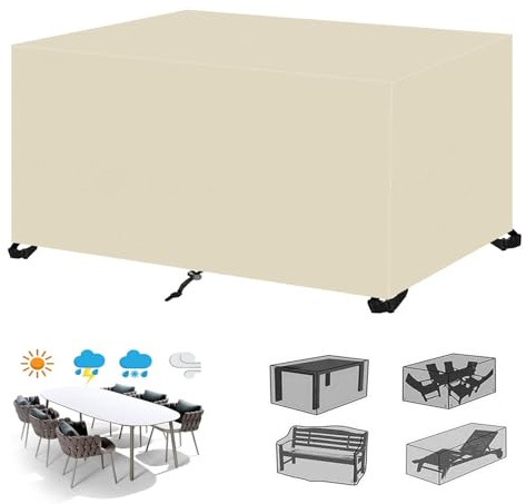 ZFEBHMY Housse Salon de Jardin,Tissu Oxford 420D résistant Housses Mobilier Jardin,Imperméable Anti-UV Exterieur Table Jardin Protection,pour Table Chaise Meubles-Beige|| 160x160x80cm/63x63x31in