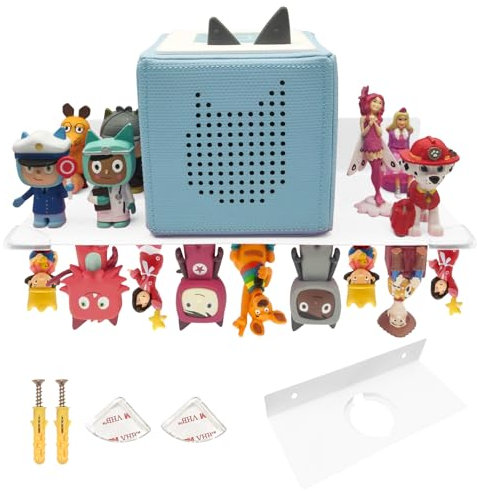 Chedin Metall Tonie Regal | vollständig magnetisches Toniebox Regal für 20 Figuren + Box | Wandregal lagerregal für Toniebox | Tonieregal Tonie Box mit Aussparung (Edelstahl, Weiß)
