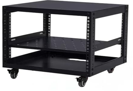 ZIUSFAC Mobiles Open Frame Serverrack Bodenmontage Server-Rack Mit Rädern Stereo Regal Medienständer Rollender Rack Für Computer/AV/Daten/IT Geräte(50x47.7x31.7cm/19.6x18.7x12in)