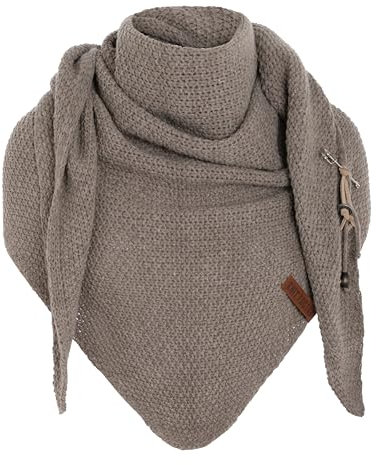 KNIT FACTORY - Dreiecksschal Coco - Damen Strickschal mit Wolle - Umschlagtuch für den Herbst und Winter - Winterschal - Dreieckstuch - Hochwertige Qualität - XXL Schal - 190 x 85 cm - Marron
