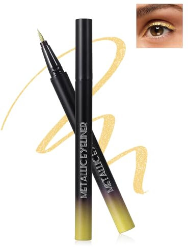 Glitter Liquid Gold Eyeliner, Diamond Shimmer Smooth Kajalstift, Wasserfest Langanhaltend Wischfest, Metallische Eyeliner Bunt, Ultrafeine Feder, Hochpigmentiert Augen-Make-up für Party Cosplay-06#
