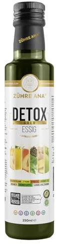 Zühre Ana D-TOX Gold-Essig – Natürlich fermentierter Essig für Gewichtsmanagement & Entgiftung – reduziert oxidativen Stress – Beschleunigt den Stoffwechsel, entfernt Ödeme & Toxine – 250ml, Vegan