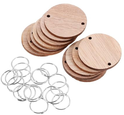 Lurrose 50 Stücke Runde Holz Scheiben Mit Eisen Set Holz Plaque Kalender Für Familie Geburtstag Disc Decor