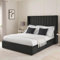 YB INTERIORS LTD 5FT King Size Sleigh Bed Frame in Plush Velvet Fabric - Black Liner With Wingback 125 cm High Headboard (Without Mattress or Storage)