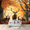 Papier Peint Intissé 3D Cerf Animal De La Forêt D'Automne 350x256 cm Papier Peint Mural Poster Tableaux Muraux Tapisserie Photo, Chambre D'enfants Mural Personnalisé pour Salon Chambre Décor