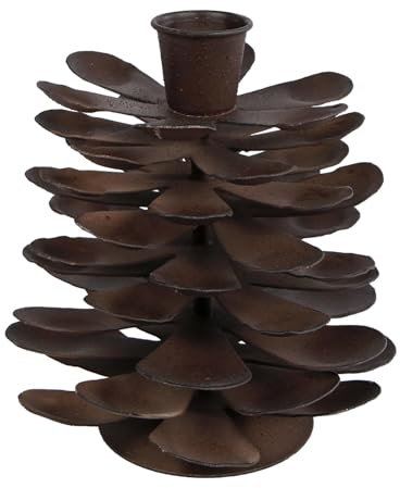 Kerzenhalter Tannenzapfen 11 x11 x 12 cm Metall Rost Kerzenständer für Advent