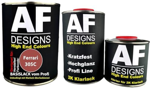 Set di vernice per auto da 2,5 l, adatto per Ferrari 305C, rosso metallizzato, vernice di base, pronto a spruzzare