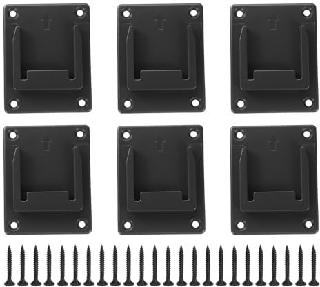 sourcing map 6pcs Battery Holder Wall Mount Dock Rack Tool Holder for 14.4/18V Battery,Black