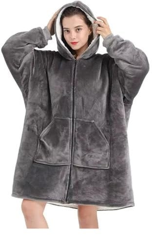 Decke Mit äRmeln Decken-Hoodie, übergroße tragbare Decke, tiefe Taschen, bequeme Ärmel, Reißverschluss vorne, Deluxe-Fleece-Sweatshirt-Decke, Winterdecke Weicher Warmer PlüSchüBerwurf Mit äRmeln