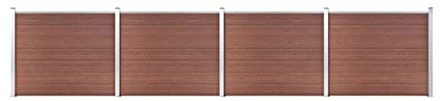 Quincaillerie, clôtures et barrières, panneaux de clôture - Ensemble de panneaux de clôture WPC 699 x 146 cm - Marron