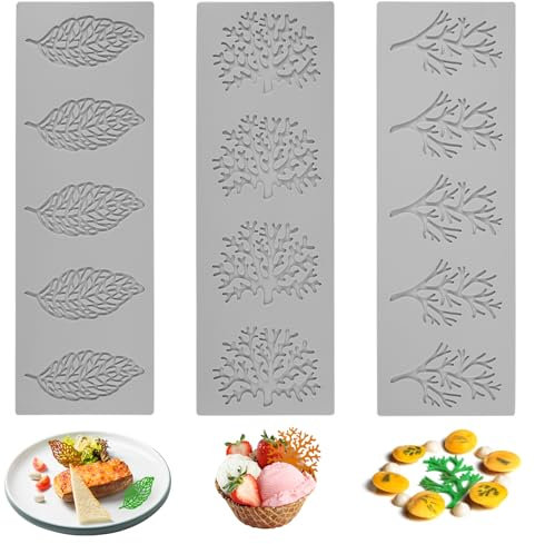 3 Pièce Moule Silicone Dentelle,Moule Dentelle Silicone Patisserie,Tapis Dentelle Silicone Patisserie,Moule en Dentelle en Silicone,Moule Chocolat Feuille pour Chocolat,Fondant,Décoration de Gâteaux