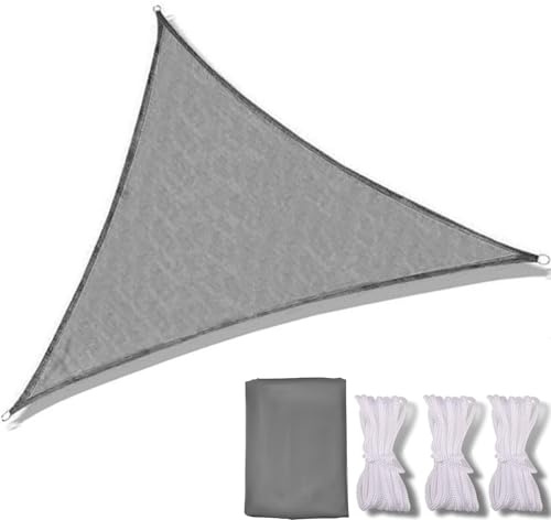 Cveenk Sonnensegel Dreieckig 3x3x3m, UV -Schutz Sonnenschutz Windschutz Wasserdichter Sonnensegel inkl Befestigungsseile, Sonnenschutz Dreieckig mit ösen für den Balkon Garten Terasse Strand Camping