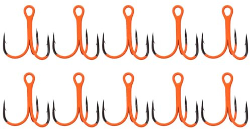Fishing Treble Hooks, 10PCS High Carbon Steel Fishing Bait with Barbed Design for Freshwater Saltwater