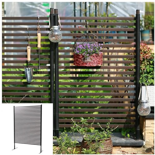 Sichtschutzwände Freistehend, Sichtschutzzaun aus Metall mit PE-Beschichtung for den Außenbereich, Dekorativer Sichtschutzzaun for Balkon, Terrasse, Rasen, Garten(A1)