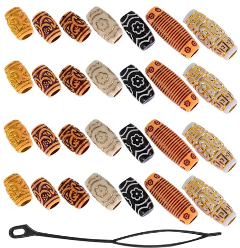 ADOCARN 38 Stück Haarflechtset Dreadlock Ringe und Perlen aus Kunststoff Leichtes Haar Accessoire für Damen Einfach zu Befestigen Dreadlock Schmuck für Festliche Anlässe