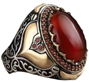 KIXZSAZ Trendige islamische religiöse muslimische Ringe Vintage Doppelschwerter schwarzer Zirkon 925 Sterling Silber Legierung türkischer Ring für Männer