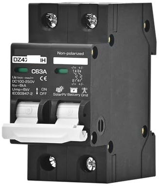 ISIRYK Interruptor automático Disyuntor de bajo Voltaje CA/CC 2P 16A 20A 25A 32A 40A 50A 63A Protector de batería(25A)