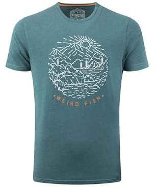 Weird Fish Lakes and Peaks Front Print Graphic T-Shirt Cedar Green Size L
