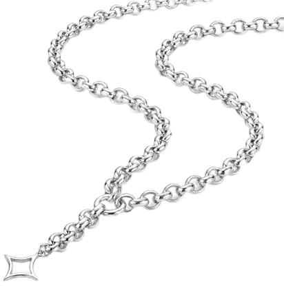 Beau Soleil Jewelry Damen Halskette, Statement Y-Kette mit Sternanhänger, massive Rolokette 8 mm, 44 + 5 cm verstellbar