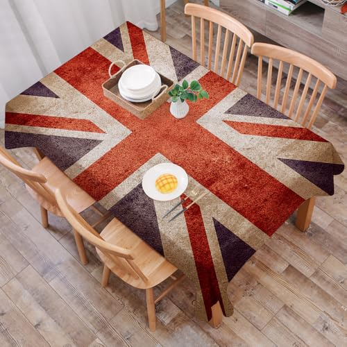 DALEXHM Tischdecke Abwaschbar Rechteckig 137x183 cm Tischtuch Tafeldecke Kratzfest aus Polyester Pflegeleicht für Küche,Party,Retro Union Jack, britische Flagge ersetzt Union Jack, ikonischer Union J
