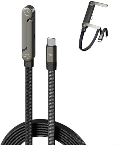 HomeVortex Cable de carga invisible 2 en 1 con soporte, cable de carga súper rápida de 240 W, cable de 1,5 m para teléfonos inteligentes y tabletas para el hogar, oficina y uso de viaje (240 W C-C)