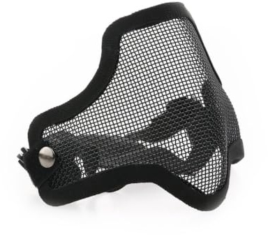 Kichvoe Masque Demi-Visage en Maille Métallique Noire pour Sport Extérieur avec Bandeau Élastique Réglable et Ventilation Complète, pour Paintball