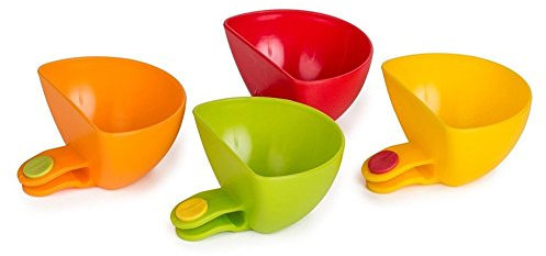 [4 Pack] Starworld Plate Clip-on Holder, Assorted Dip Clip Container Dish for Tomato Sauce, Salt Vinegar Sugar Flavor Spices Bowl/Random Colour