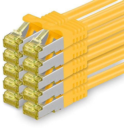 1aTTack.de Câble Réseau Cat7 Cat 7 10 GB/s SFTP - 10x 3,0m - RJ45 Ethernet LAN DSL Routeur Modem - Jaune