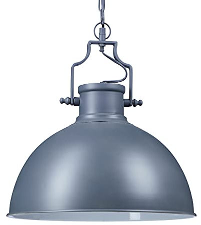 Relaxdays Hängelampe Industrial Design im Shabby Look, Deko für Esszimmer, E27, 230V Pendellampe Ø 40,5 cm, mattes Grau, 10020870_111, 40.5 x 40.5 x 155 cm