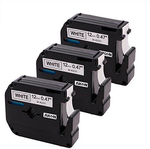 Aken Kompatibel MK231 12mm x 8m Schriftband Ersatz für Brother P-touch MK-231 MK231 M-K231S Bänder Schwarz auf weiß für Brother PT-65 PT-60 PT-90 PT-55 PT-70BM PT-75 PT-85 PT-100 PT-110 PT-BB4