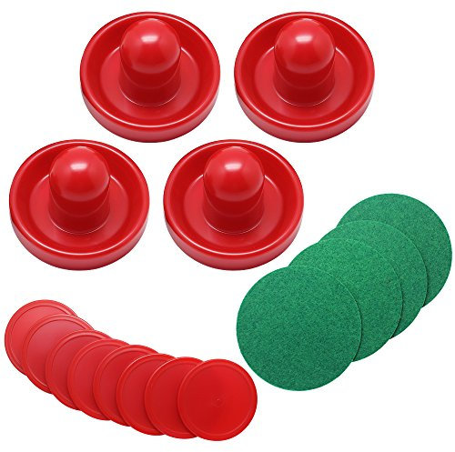 Hysagtek 4Pcs 96mm Air Hockey Pushers Air Hockey Ball Table Mallet Goalies with 8Pcs Pucks,Red
