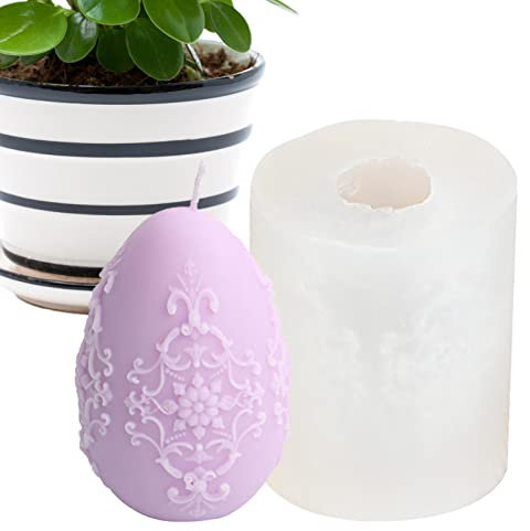 Ostereier Kerzenformen, 3D Ei Harz Formen mit Dachfenster Relief Muster Osterkerzen Frühling für DIY Aromatherapie Kerzen