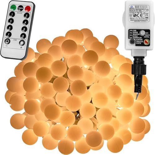 VOLTRONIC LED Partylichterkette, innen und außen, IP44, Fernbedienung, Größen- und Farbwahl, 100 LEDs, warmweiß