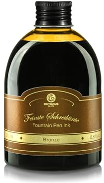 Octopus Fluids Füllhaltertinte in praktischer Nachfüllflasche,Schreibtinte für Füllhalter,Füllertinte,Kalligraphie Tinte in Bronze 250ml