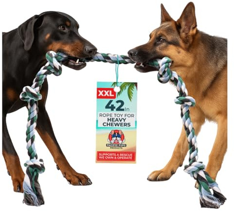 Pacific Pups Products Giant Dog Rope Toy, 42 Inch Tug of War Rope, Green