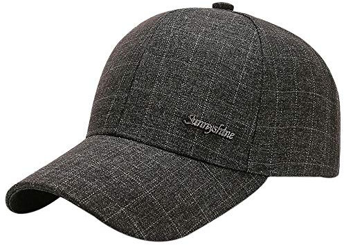 GUMONI Men's Freizeit Cotton Checked Baseballkappe Dad Cap Hat Hut mütze Braun