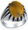 Bling Jewelry Personalisierte Herren Tier Klaue Set Große Ovale Cabochon Edelstein Golden Braun Tiger Eye Signet Statement Western Ring Für Männer Oxidiert .925 Silber Handmade In Turkey Customizable