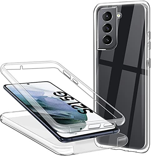 Coque pour Samsung Galaxy S21 5G 360 Degrés Protection, Transparente Souple Mince Étui en Silicone TPU Front et PC Retour Anti-Scratch Anti Choc Bumper Full Body Housse Case