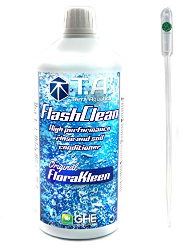 IVORYS-GARDEN General Europe Hydroponics GHE Flora Kleen 1 Liter Terra Aquatica T.A. Flash Clean System Flush gegen Salzablagerungen Dünger für Substrate und Bewässerungssystemen
