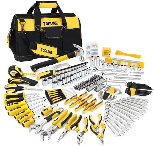 TOPLINE 467-Piece Household Home Tool Sets for Mechanics, 16-Inch Tool Bag with Heavy Duty Home Tool Kit Included, Tool Sets for Men, Tool Kits for Home General Maintenance, Basic Applications