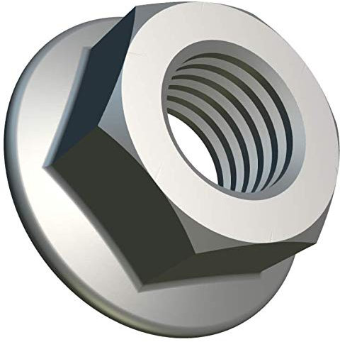 M14 Dado Flangiato Esagonale Acciaio Autobloccante (Confezione da 5) Vite Seghettata Interno Zincato per Bulloni/Viti - Dadi Chiusura Standard Certificato DIN 6923 (14mm)
