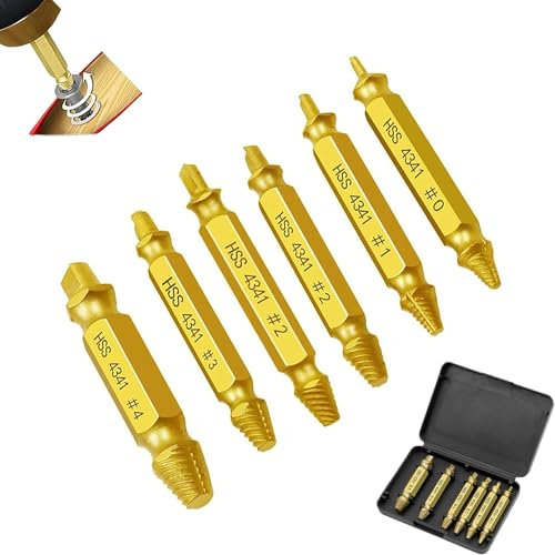 Schraubenausdreher Set, 6 Stück Ausdreher Set, Verschiedene Modelle Schrauben Entferner, HSS 4341 Schnellarbeitsstahl Schraubenausdreher für Schnellbohrer für Beraubt oder Beschädigt Schrauben