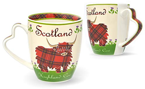 Royal Tara Lot de 2 tasses en porcelaine anglaise Motif vache des Highlands 380 ml