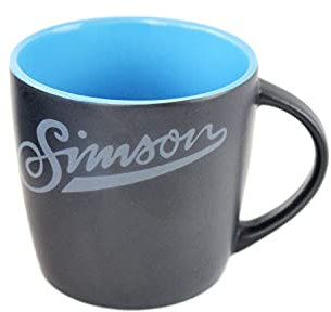 Tasse, Kaffeetasse mit Simson Motiv in Schwarz Blau, Sammleredition, Fassungsvermögen 250ml, MZA-Fanartikel