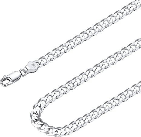 Suplight Panzerkette Herren 925 Silber Halskette Gliederkette 5mm Breit Kubanische Silberkette 66cm lang Unisex Cuabn Link Chain Echtschmuck Geschenkideen für Frauen Jungen Männer
