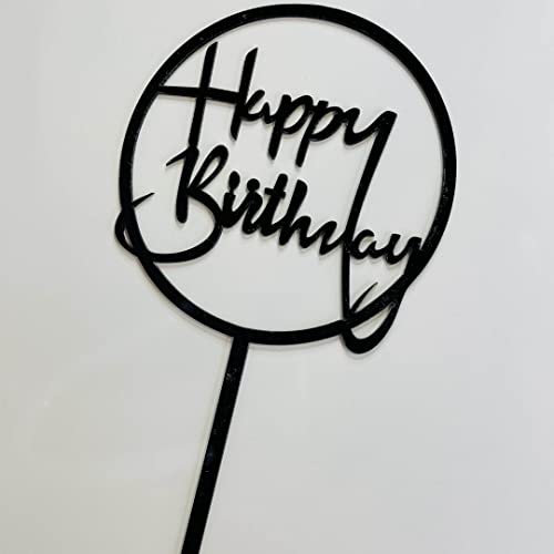Acrylic Cake Topper Happy Birthday Black Round Party Decoration Design Idea 66