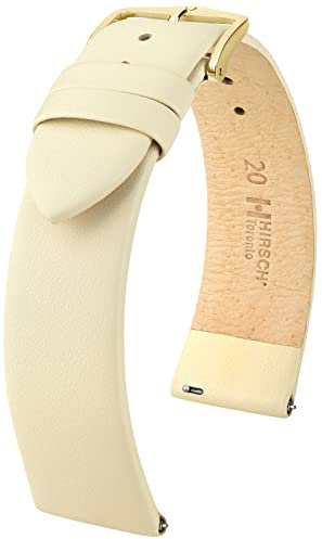HIRSCH Toronto Uhrenarmband - Uhrband aus italienischem Leder für Damen- & Herren-Uhren - mit Werkzeug - Beige - 16 mm