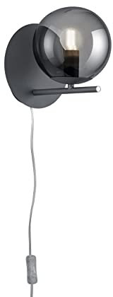 lightling Wandleuchte Paula, anthrazit matt metall, Rauchglas, exkl. 1 x E14 max. 28 Watt, Breite: 18 cm, Höhe: 20 cm
